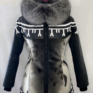 Black and white tunniit tattoo design parka (2021) With Elizabeth Ningeongan