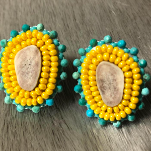 Beaded Caribou Antler Earrings (2020)