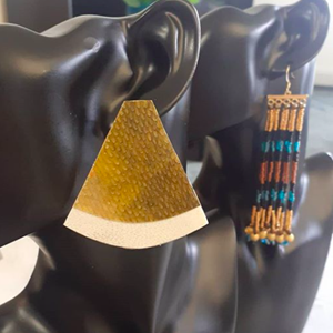 Fish Leather and Beaded Earrings (2020)