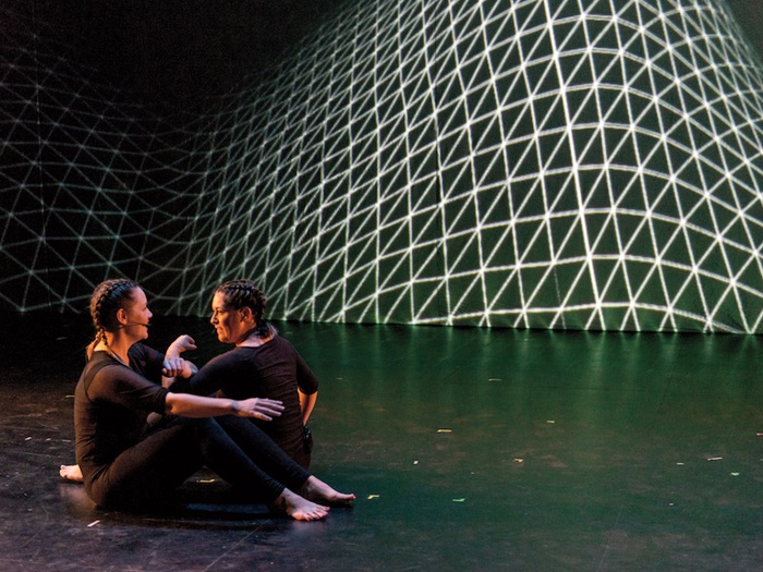 Jenna Broomfield and Malaya Bishop performing in "KATIMAJUIT" at SummerWorks Performance Festival, Toronto, ON (2018)