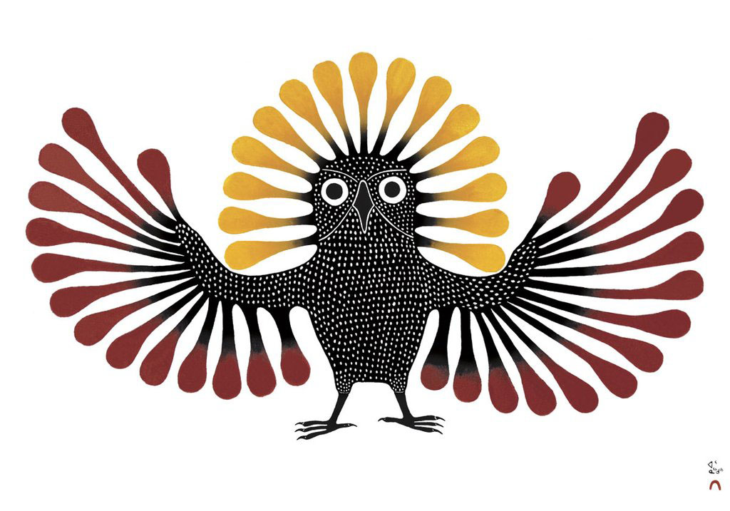 Kenojuak Ashevak ケノワック・アッシュバック★Audacious Owl★カナダ イヌイット CANADA Inuit Artist★鳥　額入りプリント Kenojuak Ashevak Resources \u2014 DORSET FINE ARTS