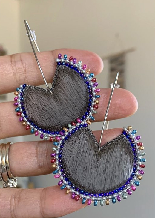 Beaded sealskin earrings (2021)