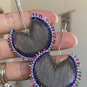 Beaded sealskin earrings (2021)