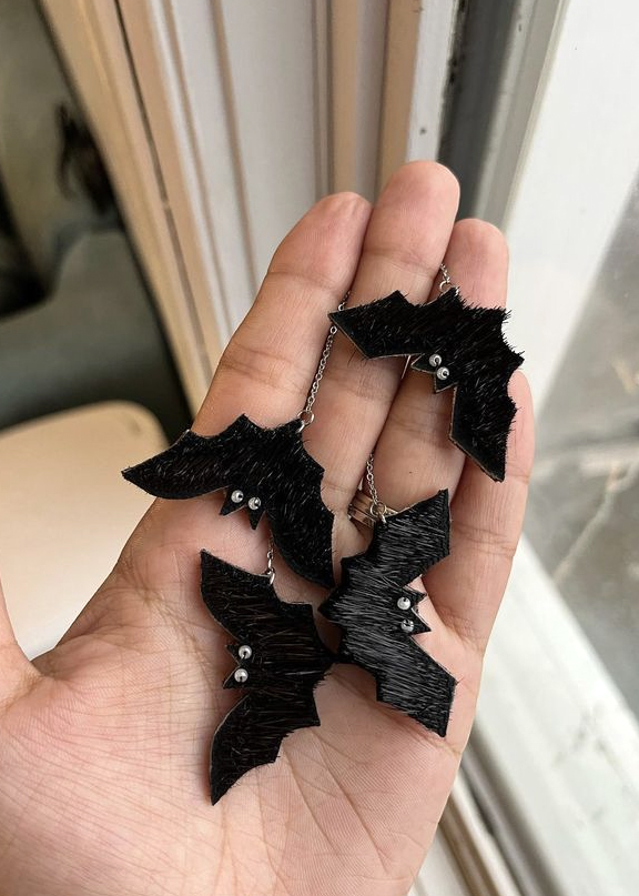 Sealskin bat earrings (2022)