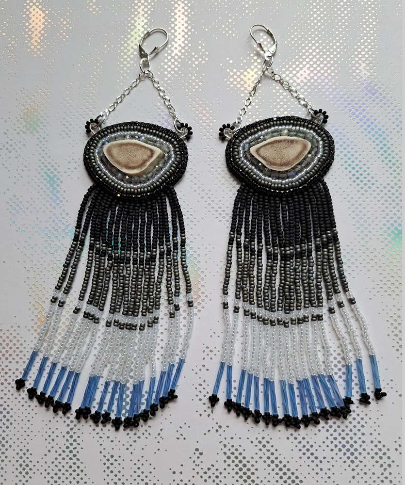 Caribou antler and labradorite earrings (2023)