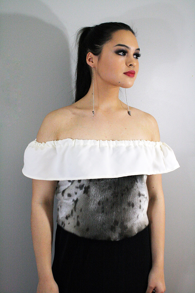 Sealskin top and Baby Polar Bear earrings (2019)