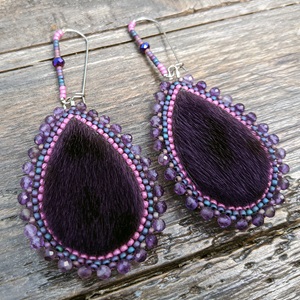 Reversible Purple Sealskin Teardrop Earrings (2021)