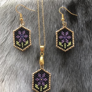 Beaded earrings and necklace set