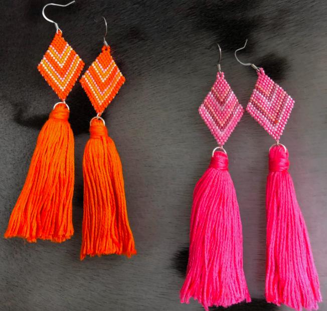 Pink and orange earrings (2020)