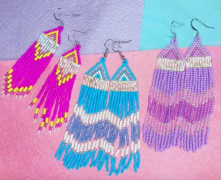 Pink, purple and blue earrings (2021)