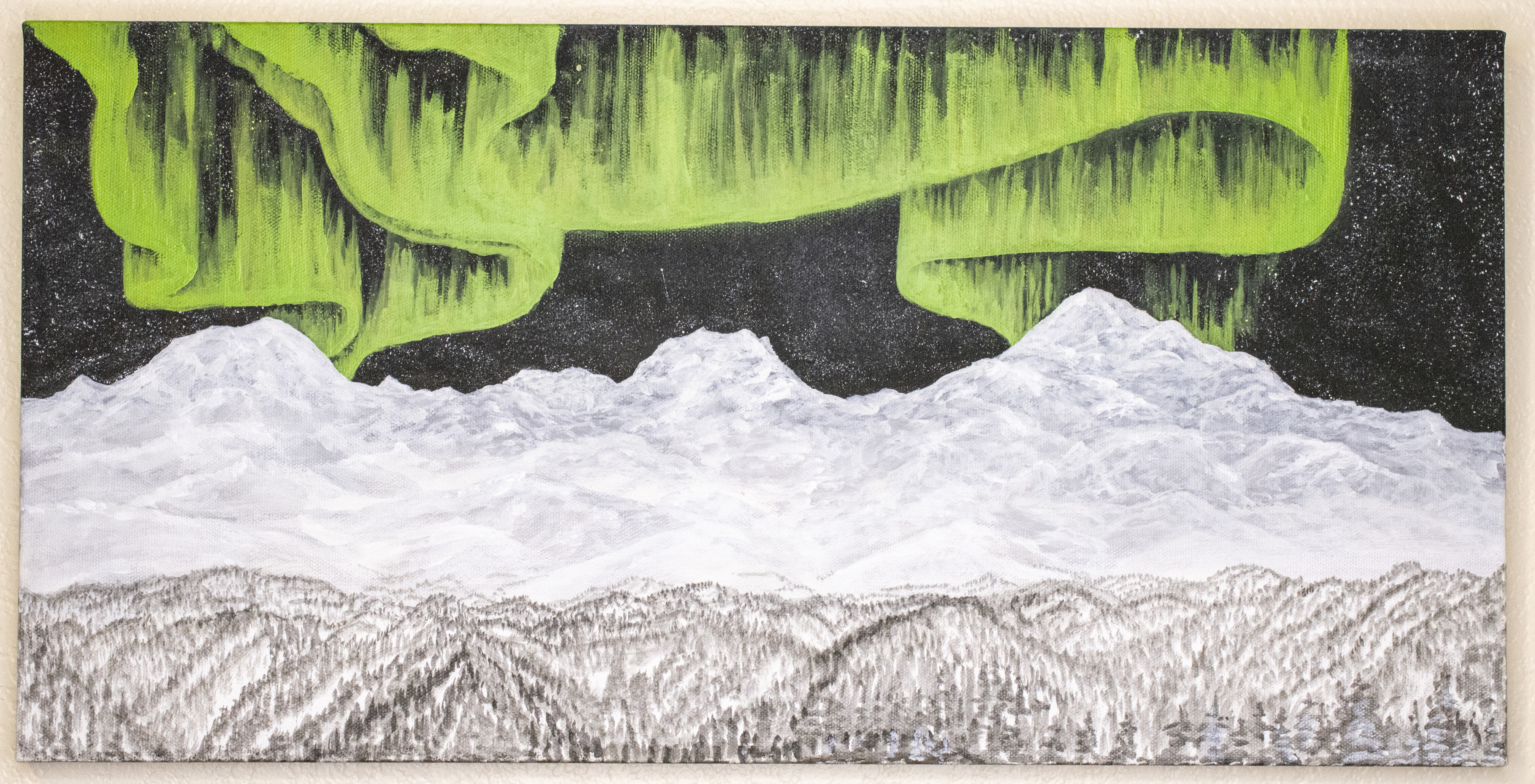 Foraker, Hunter and Denali Glowing under Aurora (2023)