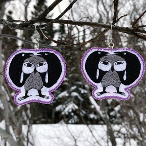 Embroidered Owl earrings (2020)