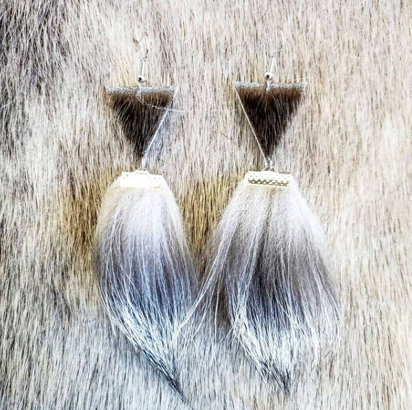 Sealskin and silver fox earrings (2021)