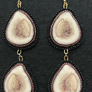 Caribou Antler, Felt, Faux Suede, 18kt Gold Beaded Earrings (2023)