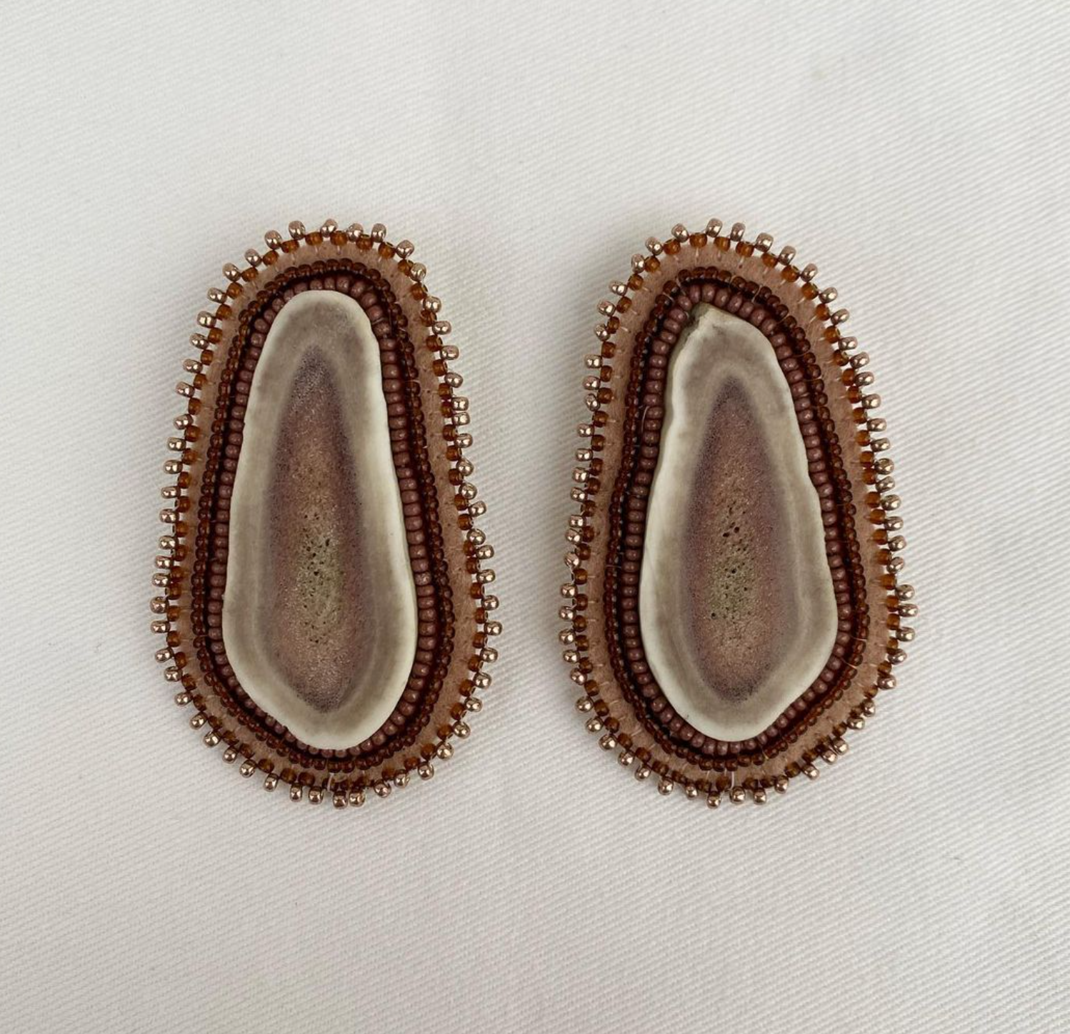 Caribou Antler and Felt Beaded Earrings (2022)