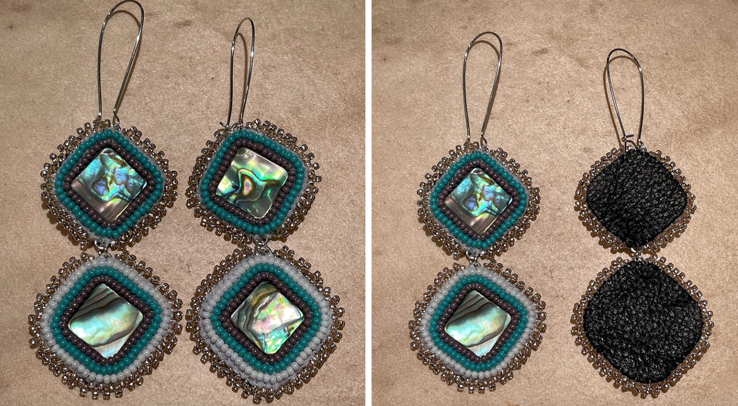 Two-tier square abalone earrings (2022)