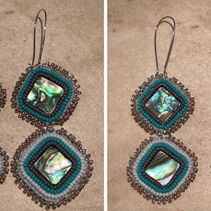 Two-tier square abalone earrings (2022)