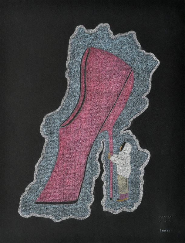 Untitled (Little Person Holding Heel of Stiletto) (2021)