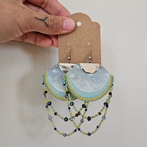 Blue fish skin ulu earrings (2023)