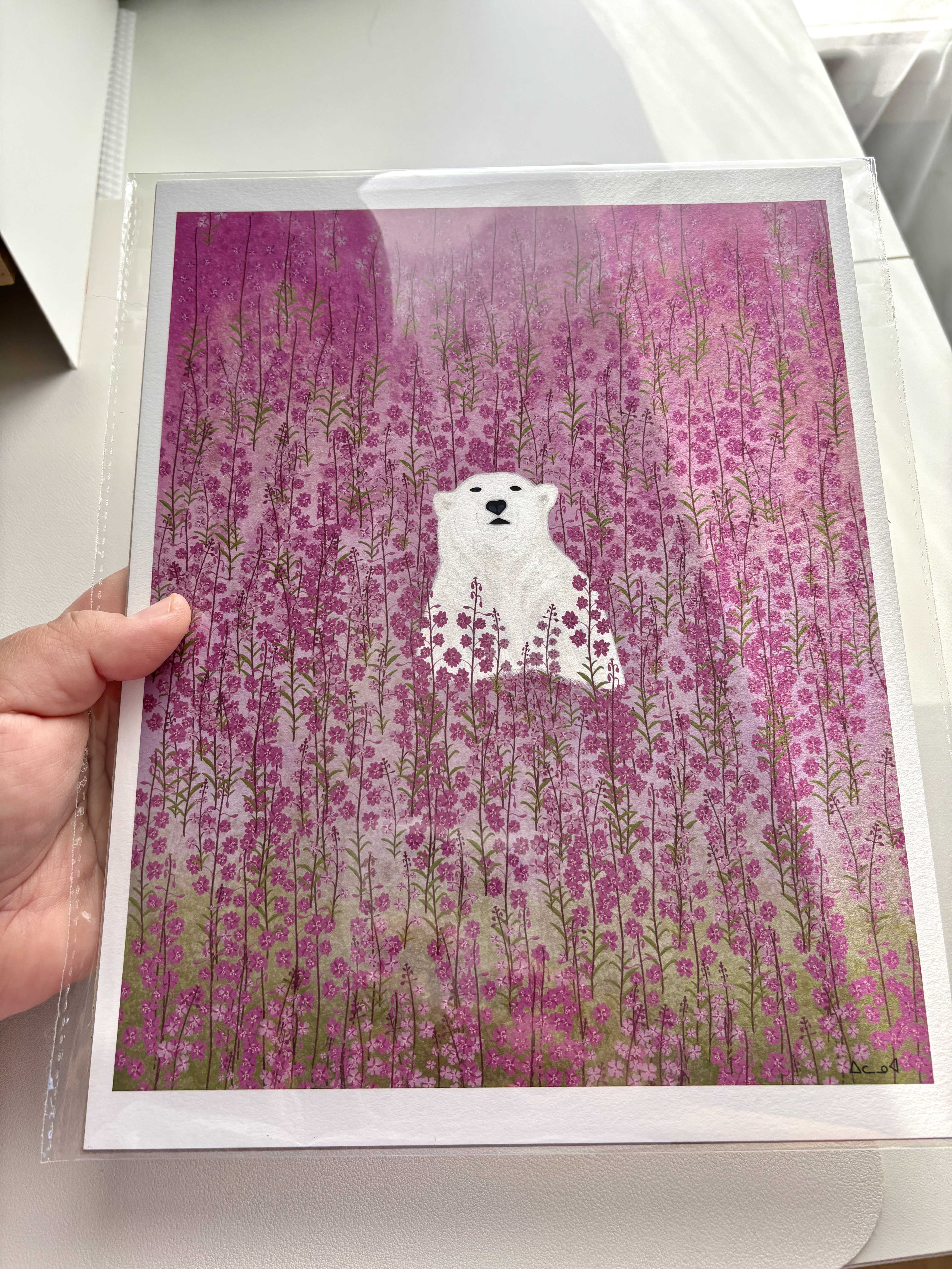 Polar Bear in Fireweed (2024) digital drawing