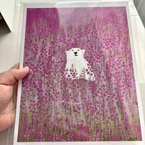 Polar Bear in Fireweed (2024) digital drawing