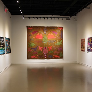 Installation view of Wall-Hangings by Gloria Inugaq Putumiraqtuq (2001)