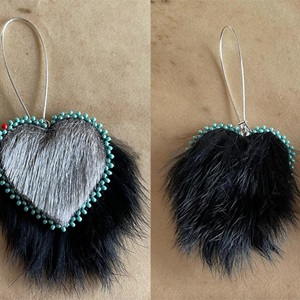 Sealskin and black rabbit fur earrings (2022)