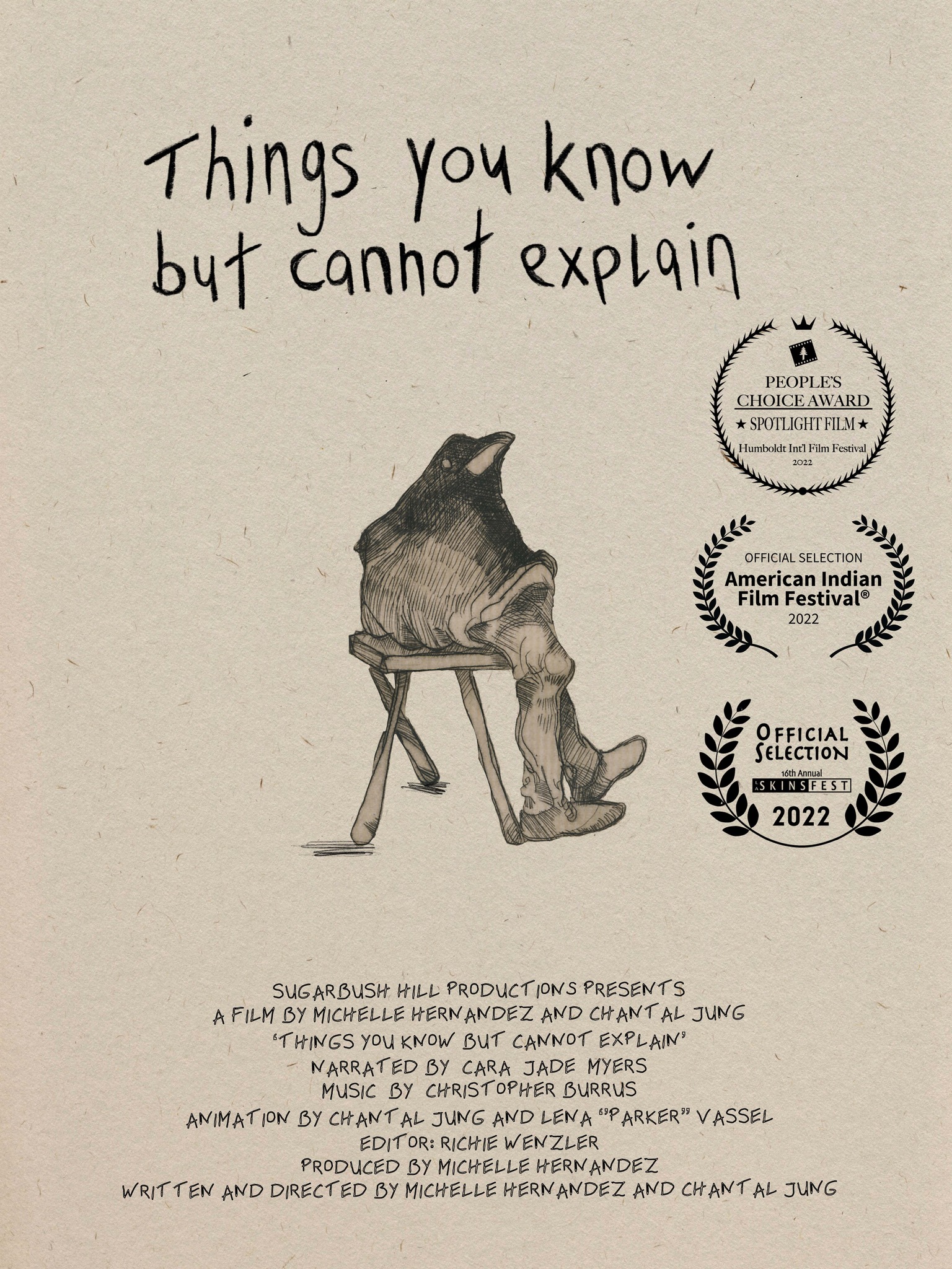 Poster for short film “Things you know but cannot explain” (2022) written, directed and animated by Chantal Jung