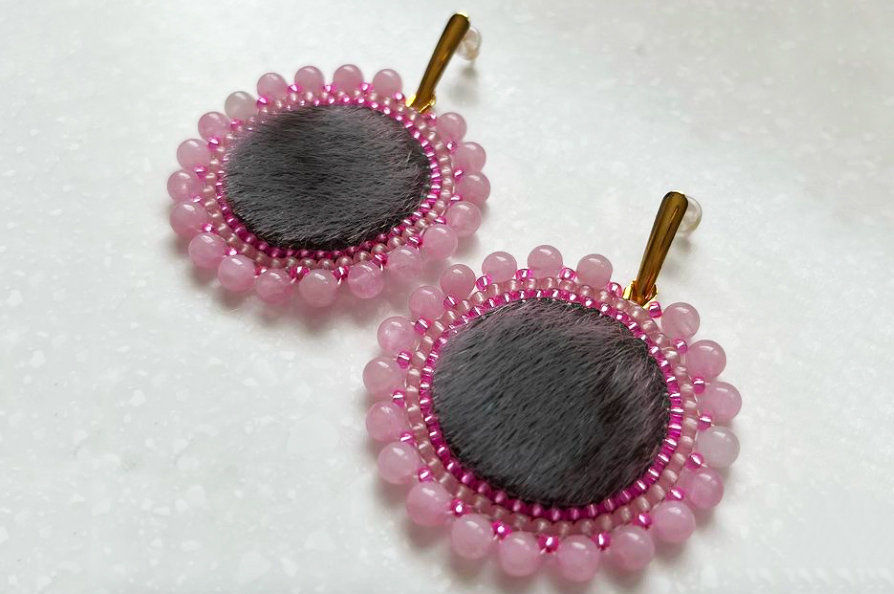 Pink sealskin earrings (2022)