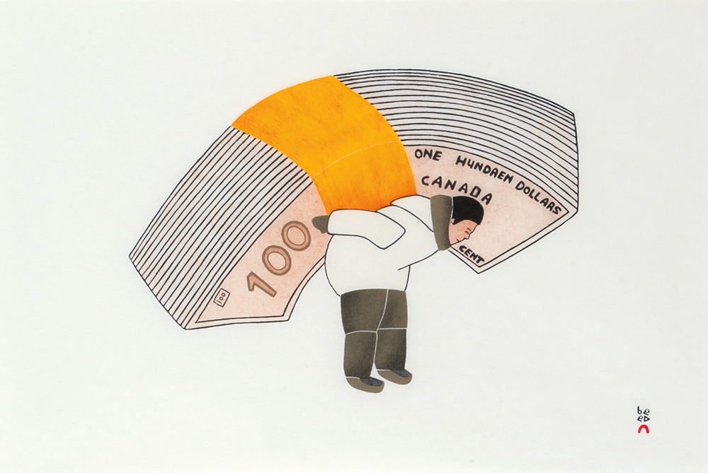 Qavavau Manumie - Lucky Man (2013) Stonecut and stencil