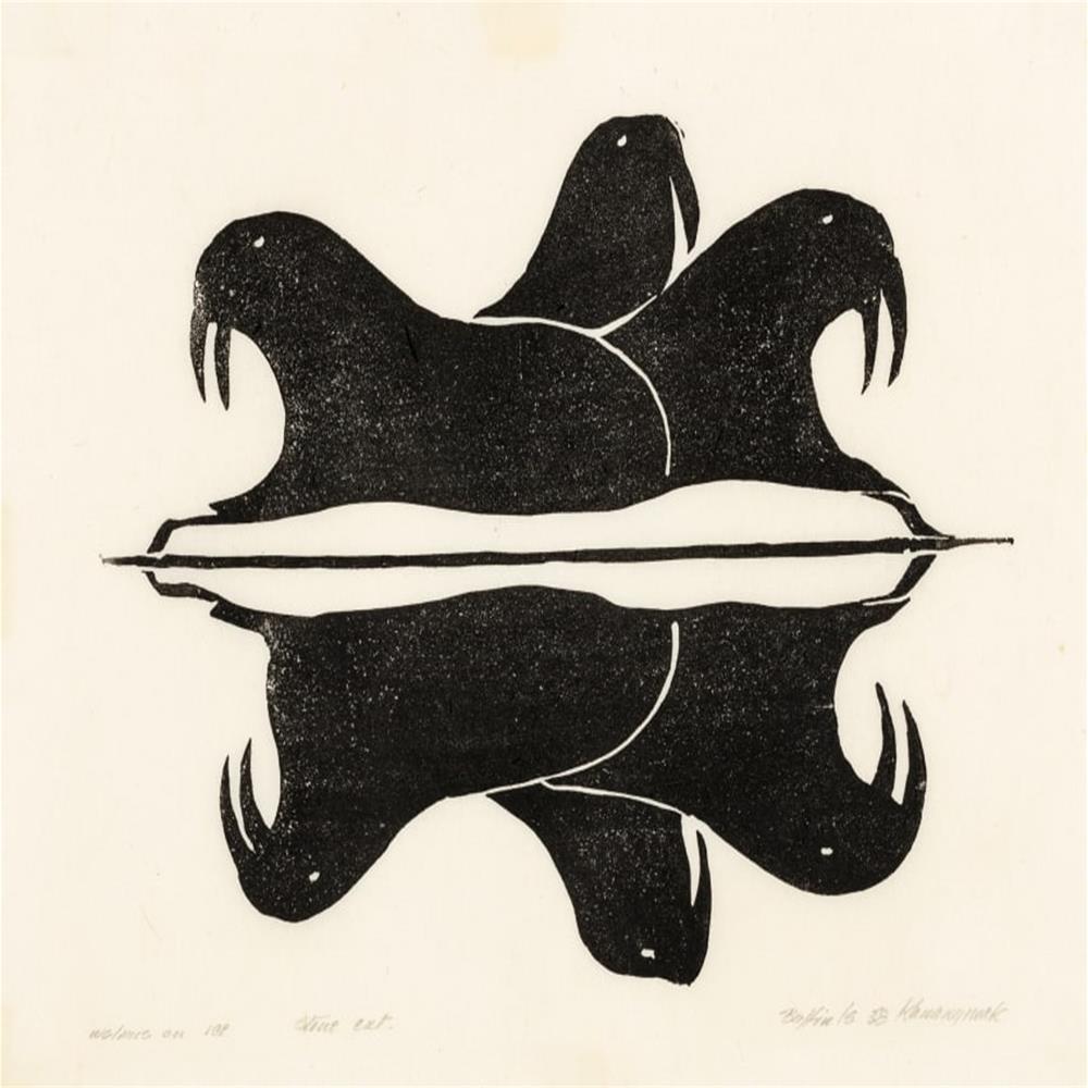 firstarts-kananginak-pootoogook-r.c.a.-1935-2010-kinngait-cape-dorset-walrus-on-ice-1958-experimental-collection