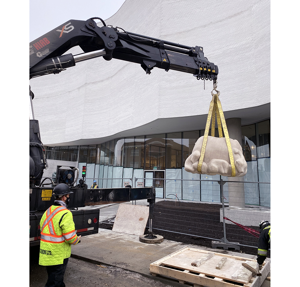 Abraham Anghik Ruben. Playtime, 2020. Indiana limestone. Collection of the WAG. Commissioned by Tannis M. Richardson, CM, LLD. 3
