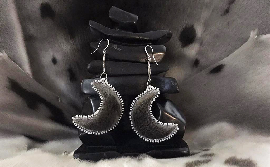 Neevie Simigak - Moon Shaped Sealskin Earrings