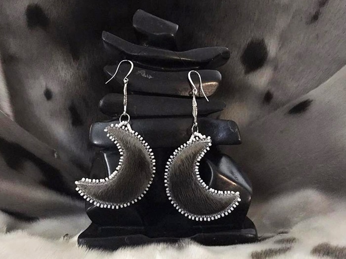 Neevie Simigak - Moon Shaped Sealskin Earrings