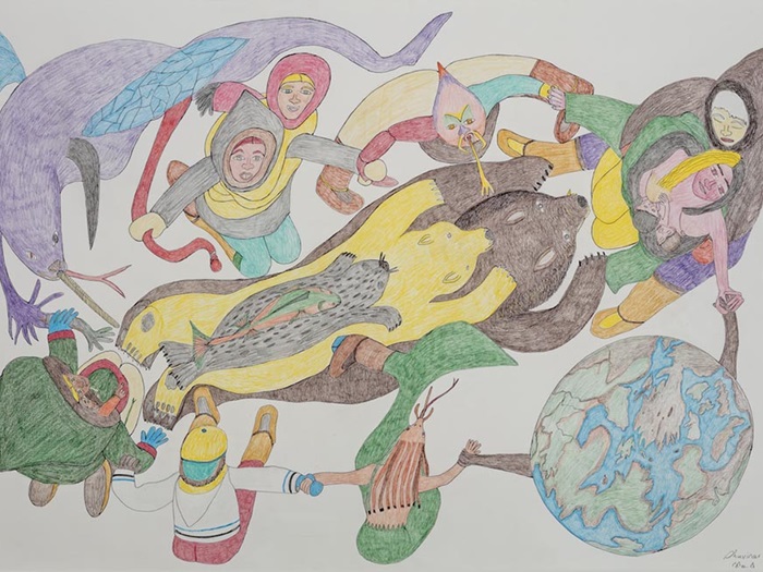 Shuvinai Ashoona - Composition (People, Animals and the World Holding Hands)
