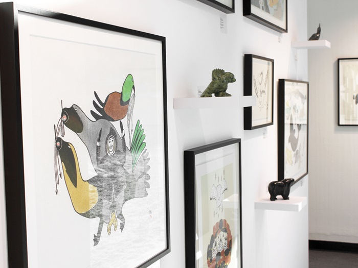 Window display of Ashoona: Enduring Art Stories