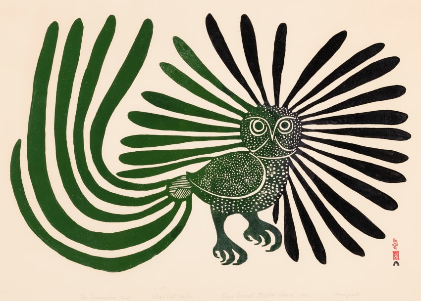 Kenojuak Ashevak's Green-tailed Enchanted Owl Breaks Record at Auction