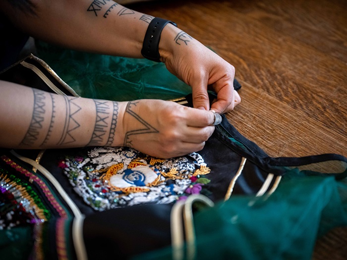 BeatriceDeerWorksOnMarySimonCoronationOutift