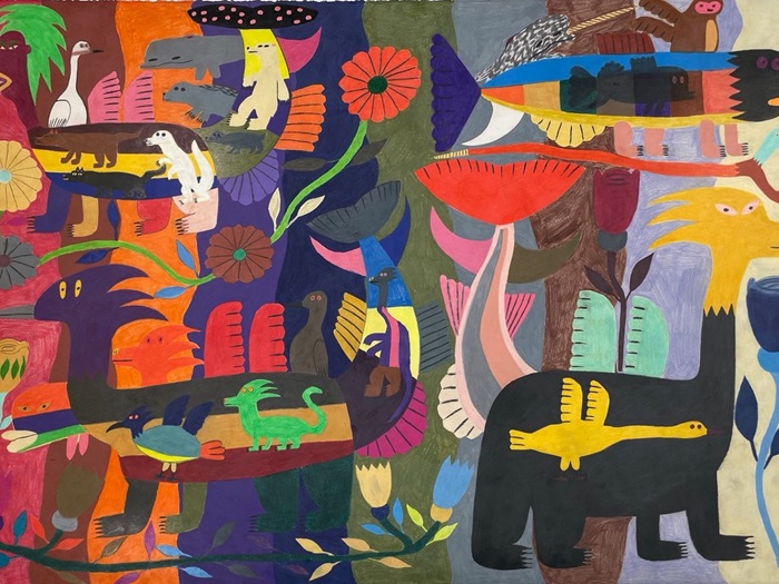 Pitseolak+Qimirpik+-+Dinosaur,+Animal,+Mammal,+and+Bird+Sedna+Riding+Transformation+-+30+x+44+-+Coloured+Pencil+-+244-0160