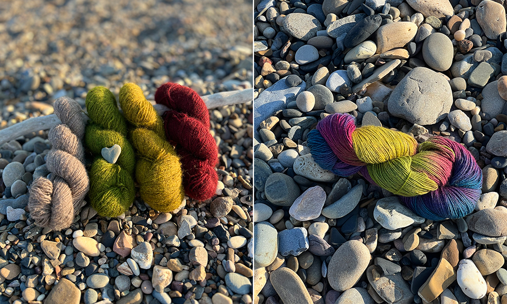 Hanks of dyed qiviut