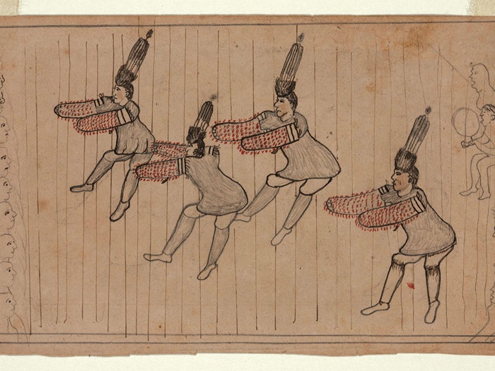 King Island Wolf Dancers with Audience and Musicians (recto) (c. 1890)
